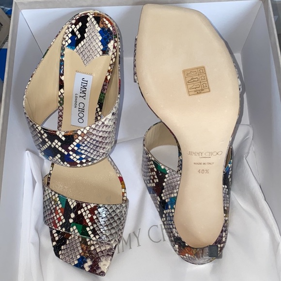 Jimmy Choo hira 85 multicolor snake print skin NWT 40.5 - Picture 1 of 8
